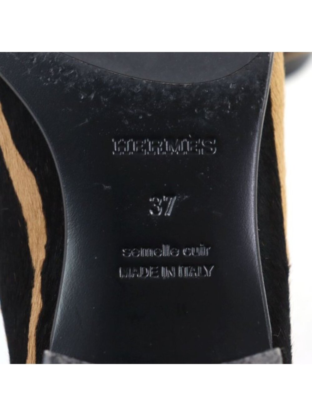 Hermes 2021 Z Halaco H Metal Zebra Pattern Moccasin Loafers Camel Black - Picture 11 of 12
